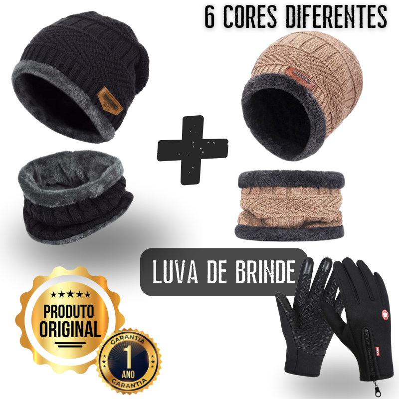 Kit 2 Touca E 2 Cachecol + LUVA IMPERMEÁVEL + (DESCONTO EXCLUSIVO ATÉ 23:59 DE HOJE)