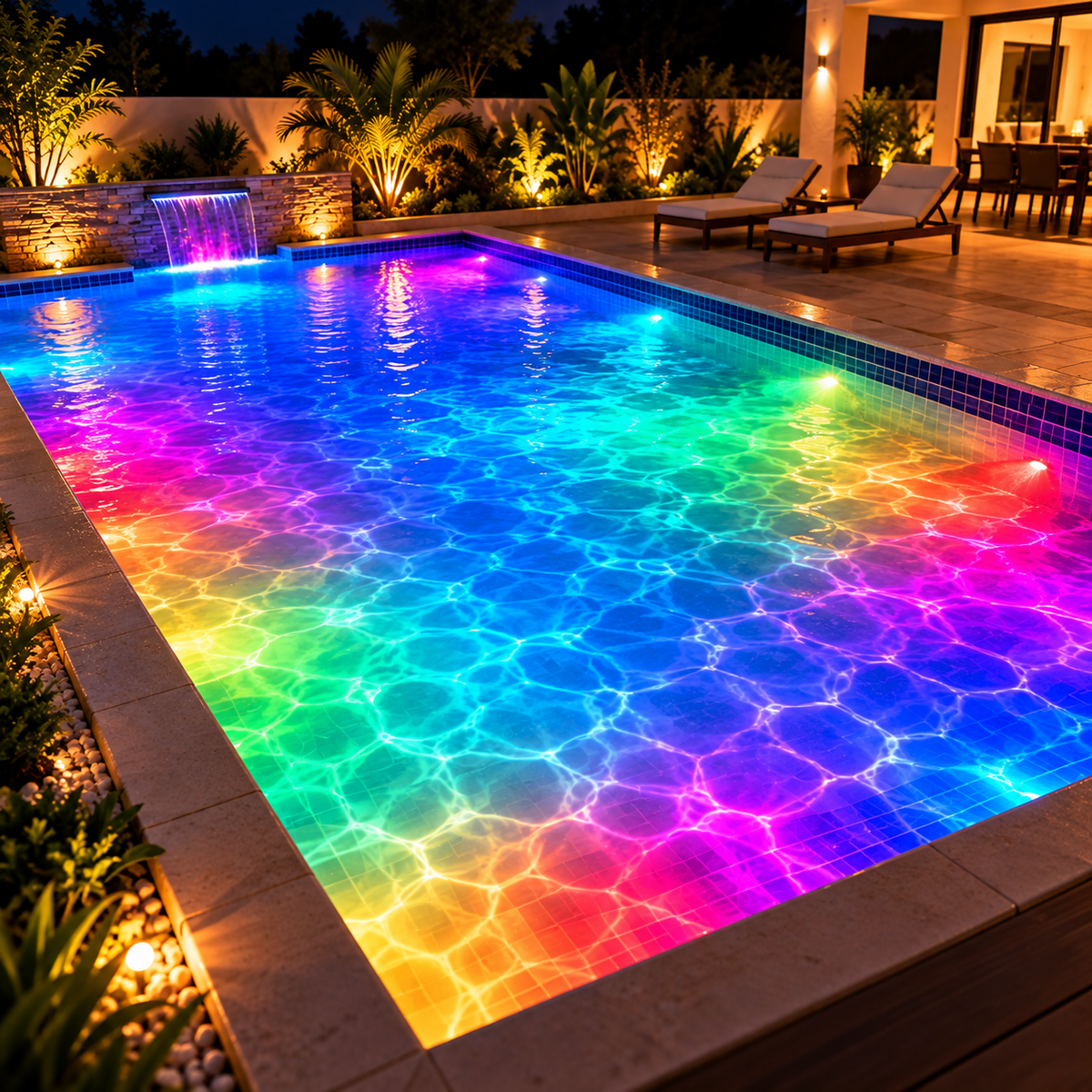 SOLUME – Luminária Solar LED RGB para Piscina com Controle Remoto