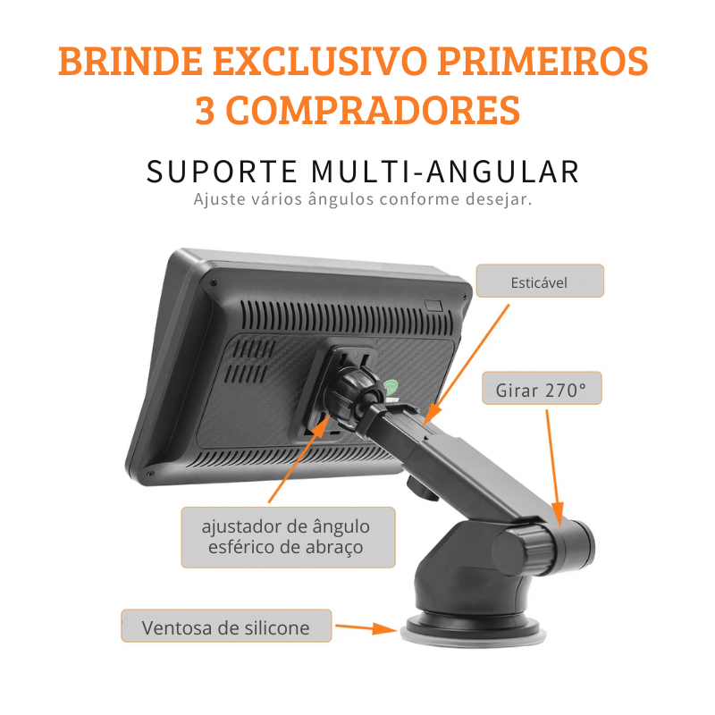 Multimidia Android Auto + CarPlay | Somente Hoje com Suporte de Brinde