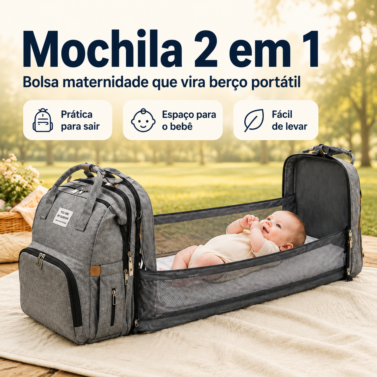 MamiNest Mochila Maternidade 2 em 1
