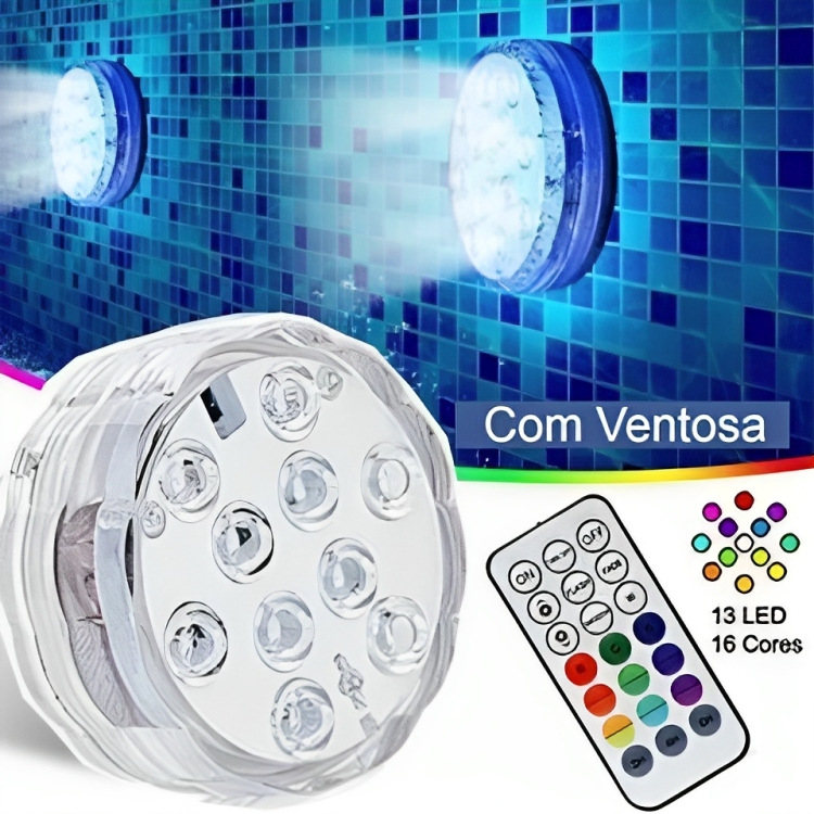 Oferta WhatsApp | Kit Luminárias de Piscina RGB - Sem Fio Com Controle Remoto - AMERYK