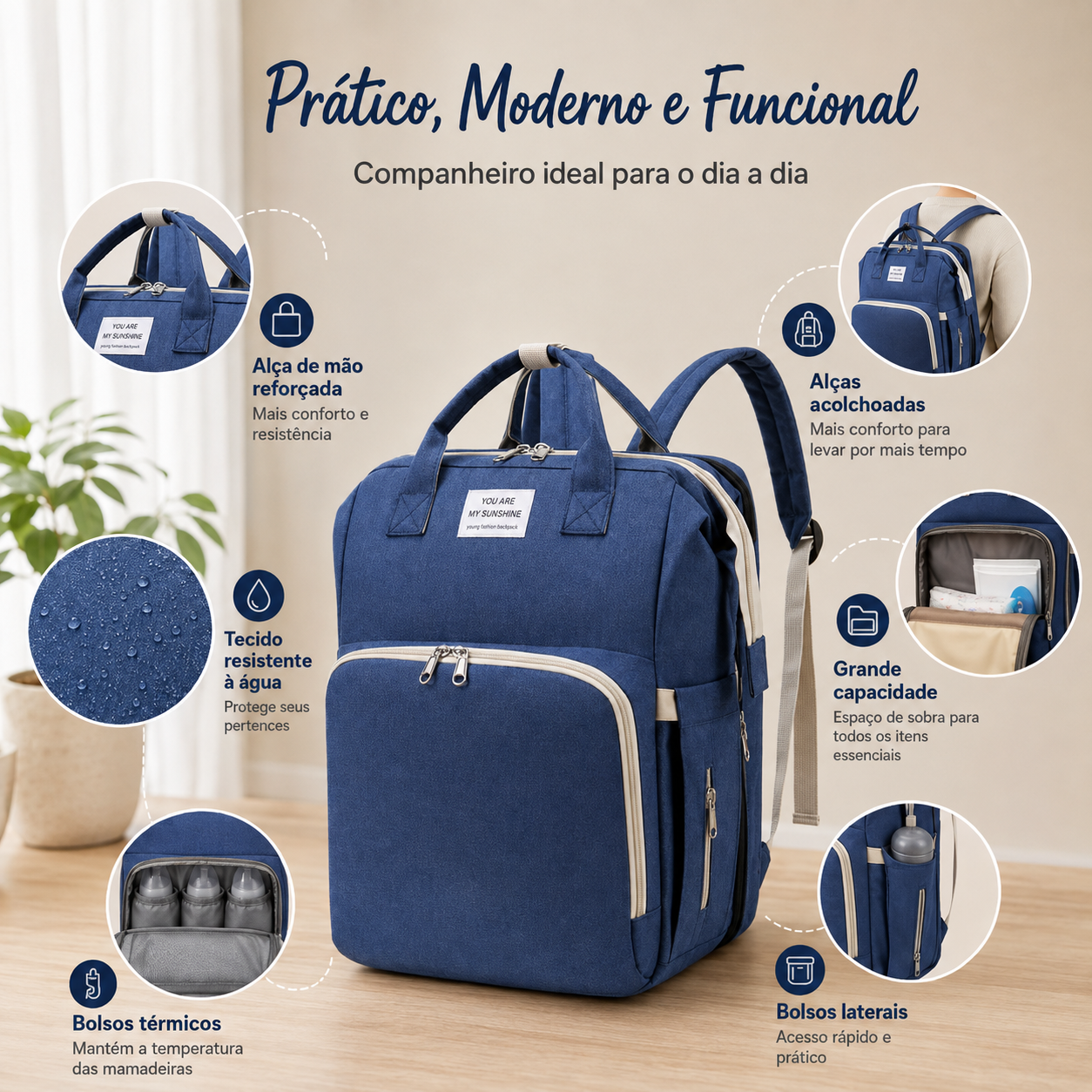 MamiNest Mochila Maternidade 2 em 1