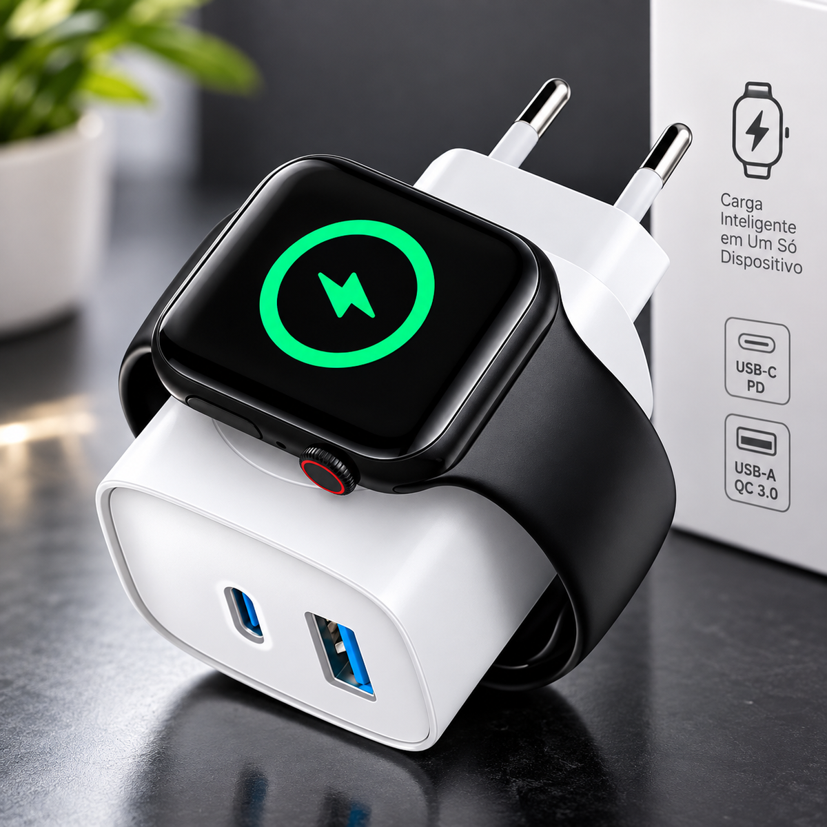 ⚡ CARREGADOR SEM FIO 2 EM 1 — COM CARREGAMENTO POR INDUÇÃO