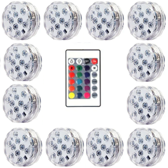 Kit Luminárias de Piscina RGB - Sem Fio Com Controle Remoto