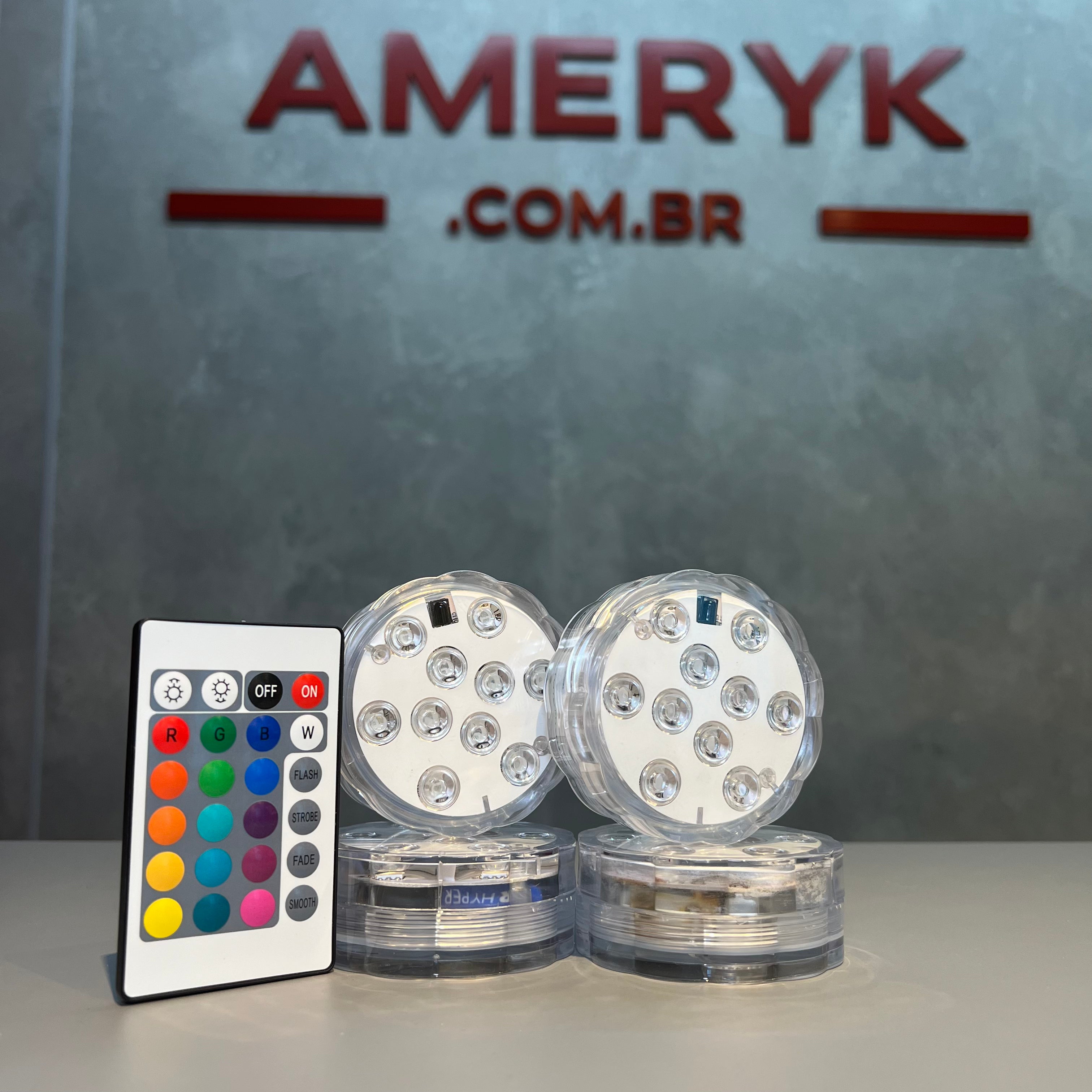 Oferta WhatsApp | Kit Luminárias de Piscina RGB - Sem Fio Com Controle Remoto - AMERYK