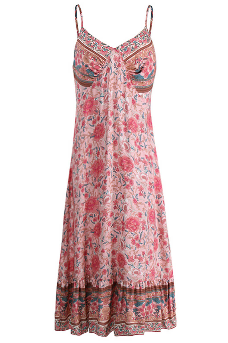 Vestido Alys Longo Decote V Estampado - AMERYK