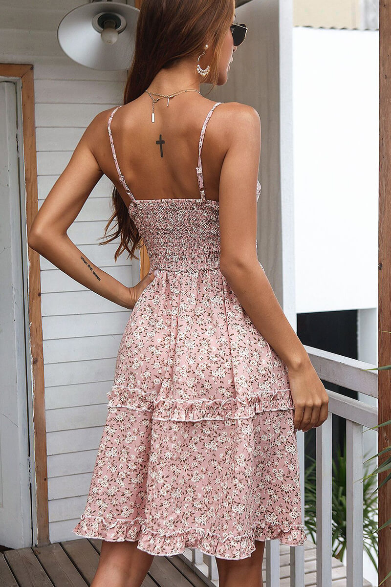 Vestido Curto Flores Decote com Laço - AMERYK